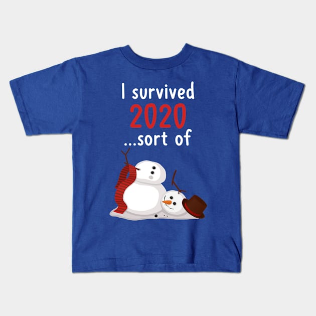 I survived 2020... sort of, broken snowman Kids T-Shirt by Tefra